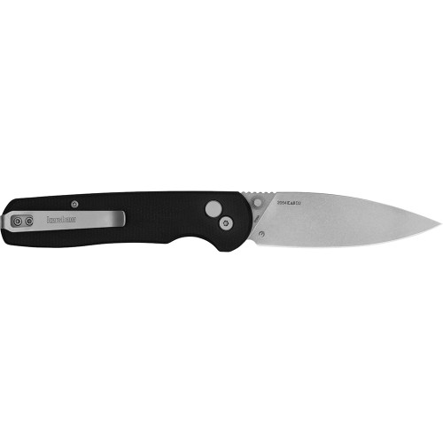 Kershaw Remnant Manual Open Button Lock D2 Spear Point Blade with Stonewashed finish EDC Folding Pocket Knife - Black Micarta