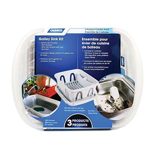 CAMCO RV 43517 SINK KIT W/DISH DRAINER WHT