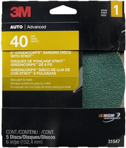 3M MMM31547 (5) 6" 40 grit STIKIT GREEN CORP 31547 40E Stick It Production Discs