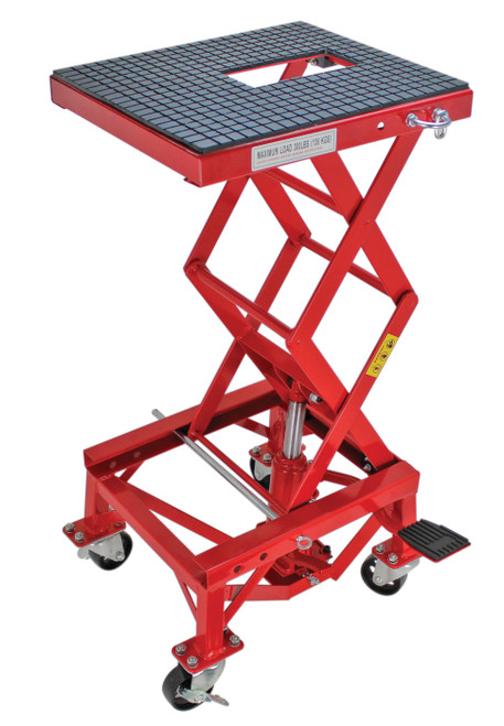 Extreme Max 5001.5083 Ultra-Stabile Hydraulic Motorcycle Lift Table with Foot Pad Lift Function - Raises Bikes from 13.25 to 34, 300 lbs. Weight Capacity