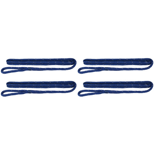 Extreme Max 3006.3415 BoatTector Premium Double Braid Nylon Fender Line Value 4-Pack - 3/8 x 6, Blue with Reflective Tracer