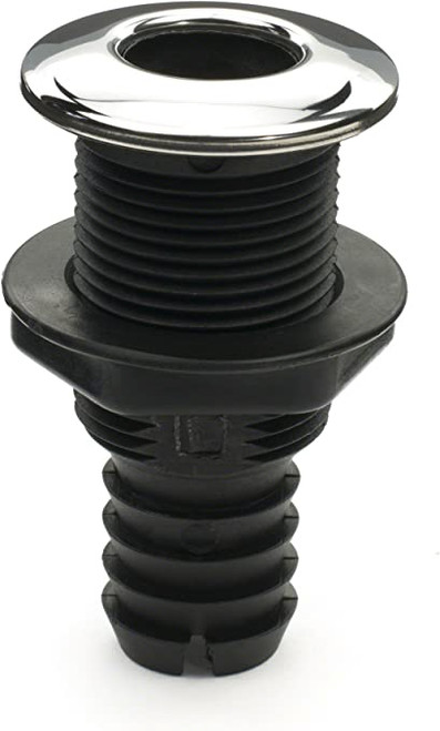 Whitecap S-3802C Stainless Steel / Nylon Thru-Hull with Barb - 1 Hose Size, Straight