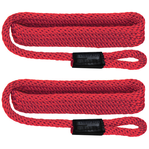 Extreme Max 3006.2156 BoatTector Solid Braid MFP Fender Line Value 2-Pack - 3/8 x 5, Red