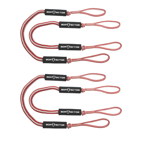 Extreme Max 3006.3299 BoatTector Bungee Dock Line Value 4-Pack - 6, Red/White