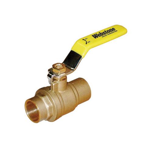 Webstone 51705 Standard Full Port Forged Brass Ball Valve with Chrome Plated Lever Handle - 1-1/4 Sweat