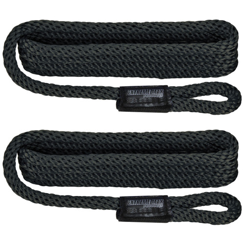 Extreme Max 3006.2153 BoatTector Solid Braid MFP Fender Line Value 2-Pack - 3/8 x 5, Black