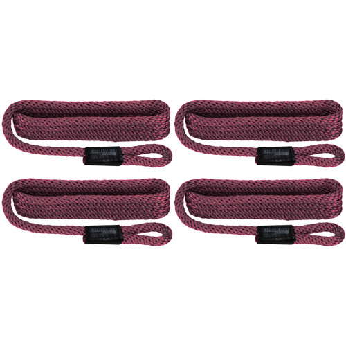 Extreme Max 3006.3375 BoatTector Solid Braid MFP Fender Line Value 4-Pack - 3/8 x 5, Burgundy
