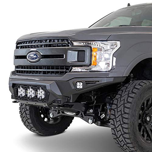 A.DESERT DES F180014100 18-C FORD F-150 BOMBER FRONT BUMPER W/3 BAJA DESIGNS LP6 MOUNTS AND DUALLY MOUNTS SIDES HAMMER BLACK