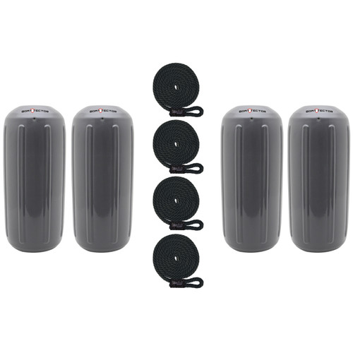 Extreme Max 3006.7474.4 BoatTector HTM Inflatable Fender Value 4-Pack - 6.5 x 15, Gray