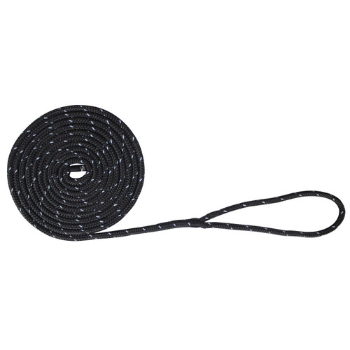 Extreme Max 3006.2481 BoatTector Double Braid Nylon Dock Line - 1/2 x 20, Black with Reflective Tracer