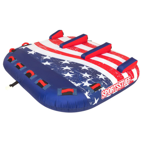 Sportsstuff 53-4313 Stars and Stripes Inflatable 1-3 Rider Towable - 77 x 85