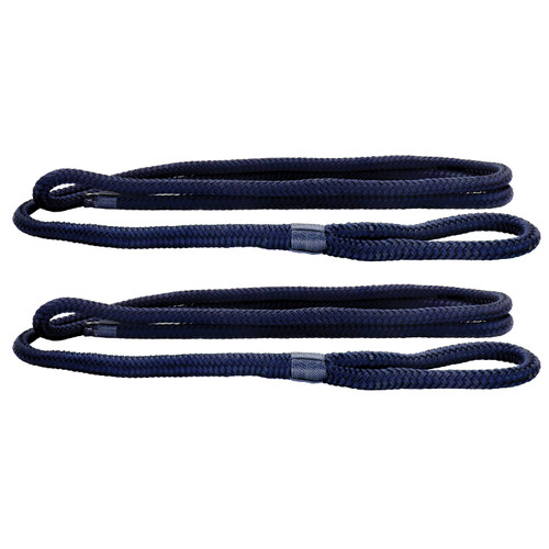 Extreme Max 3006.3311 BoatTector Premium Double Braid Nylon Fender Line Value 2-Pack - 3/8 x 6, Navy