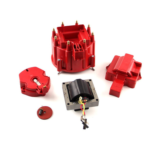 Speedmaster PCE378.1002 HEI Distributor Cap Rotor 65K Coil Cover Red Upgrade Kit