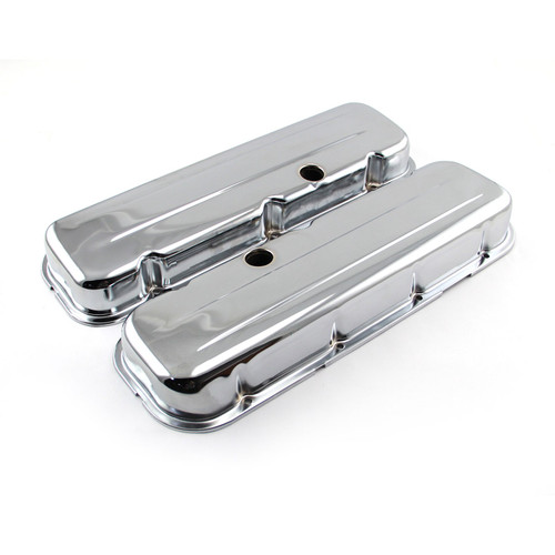 Speedmaster PCE314.1041.01 Chevy BBC 454 Chrome Steel Valve Covers Short w/ Baffled Hole