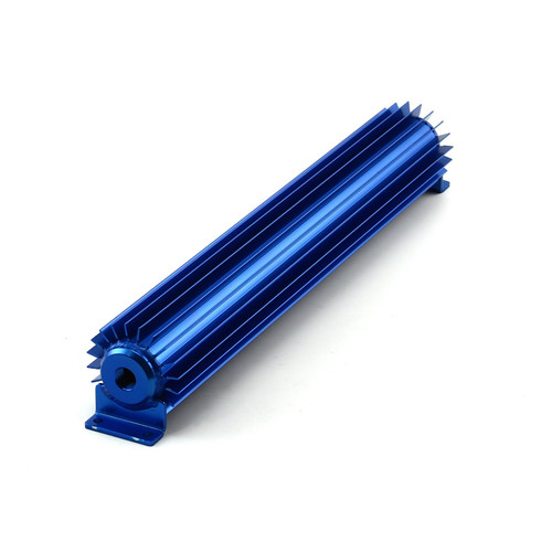 Speedmaster PCE186.1009 18" Blue Anodized Single Pass Transmission Oil Cooler With Fittings