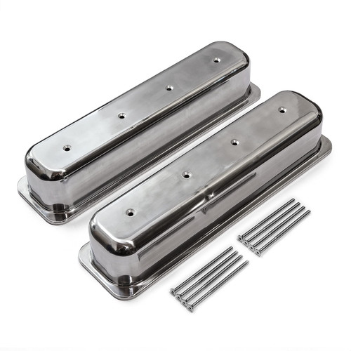 Speedmaster PCE314.1022 Chevy SBC 350 Center Bolt Tall Polished Aluminum Valve Cover Plain w/o Hole