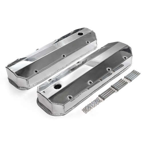 Speedmaster PCE314.1108.02 Chevy BBC 454 Long Bolt Fabricated Valve Covers Polished Tall w/ Hole