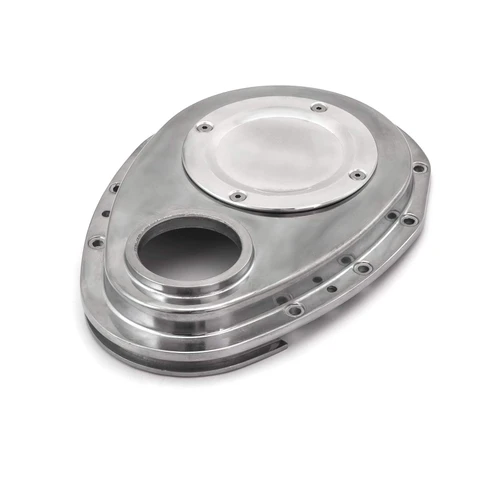 Speedmaster PCE265.1061 Chevy SBC 350 2-Piece Polished Aluminum Timing Chain Cover w/ Inspection Plate
