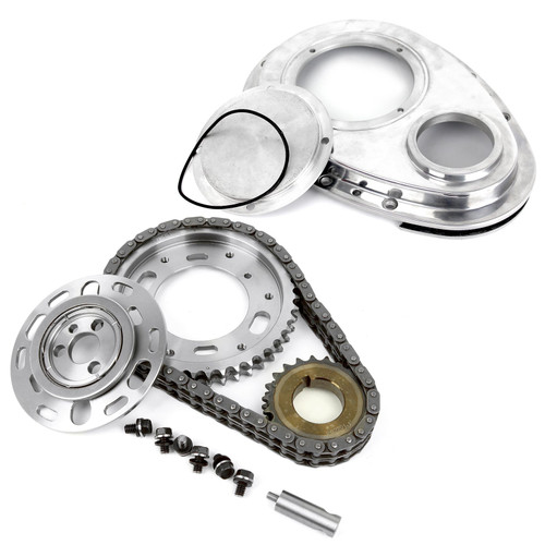 Speedmaster PCE264.1018 Chevy SBC 350 Double Roller 2pc Adj Billet Steel Timing Chain & Cover Kit