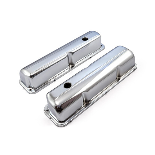 Speedmaster PCE314.1044 Ford FE 390 427 428 Chrome Steel Valve Covers 3-7/8" Tall Baffled | Speedmaster