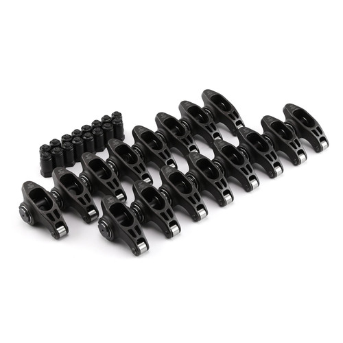 Speedmaster PCE261.1199 Ford SB 302 351W 1.7 Ratio 7/16" Ultra Black Chromoly Roller Rocker Arms Set
