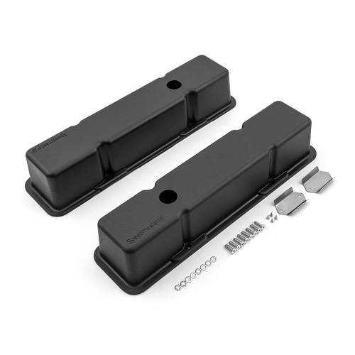 Speedmaster 1-314-001-03 Chevy SBC 350 Tall Aluminum Valve Covers w/Hole Black