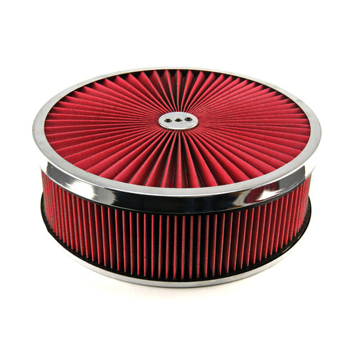 Speedmaster PCE104.1030.07 14" x 4" Washable Element Extreme Top Chrome Ring Flat Base Air Cleaner Kit
