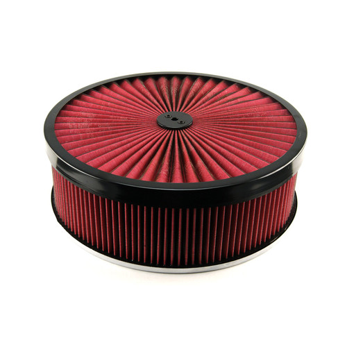 Speedmaster PCE104.1030.03 14" x 4" Washable Element Extreme Top Black Ring Flat Base Air Cleaner Kit