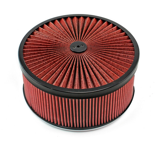 Speedmaster PCE104.1030.04 14" x 6" Washable Element Extreme Top Black Ring Flat Base Air Cleaner Kit