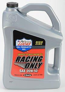 Lucas Oil LUC10616 10621 SAE 20W-50 Racing Motor Oil - 5 Quart Jug