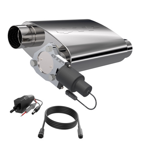 QTP 3in Weld-On 304SS Screamer Muffler w/Bolt-On QTEC Electric Cutout