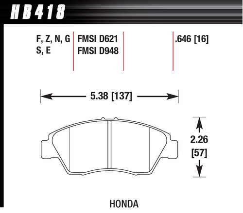 Crossover Brake Pads HP+ Front 93-15 Honda Civic