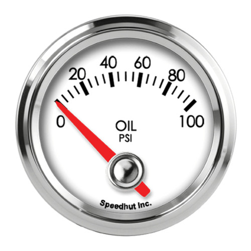 2-1/16in Oil Press Gauge 0-100psi White Face