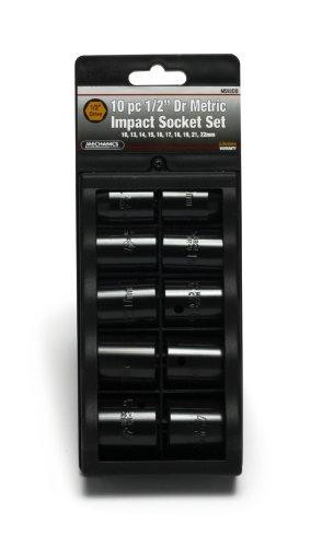 WILMAR WLMM593DB Performance Tool Mechanics M593DB 10 Piece 1/2" Drive Metric Impact Socket Set