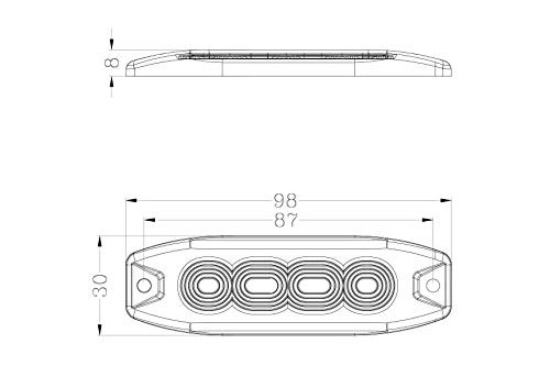 RACESPORT LT 3020BSP WHITE-AMBER STROBE PRO SERIES 4-LED