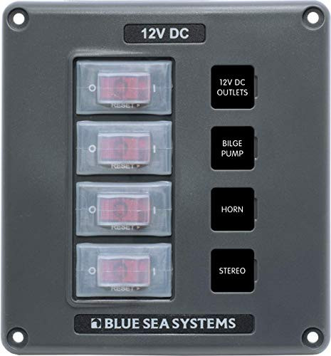 BLUE SEA 4320BSS PANEL SWITCH H2O CB 4POS GRAY