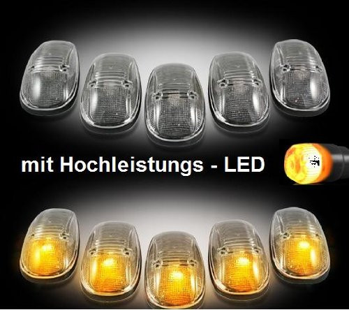 RECON ACCESS 264145BK Running Lights: 1999-2002 Dodge Pick Up Fullsize; Cab Roof Lights; smoked lenses with black housing; 5 piece