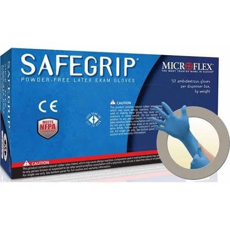 Microflex MFX-SG375S SafeGrip Powder Free Latex Glove Size Small (Box of 50)