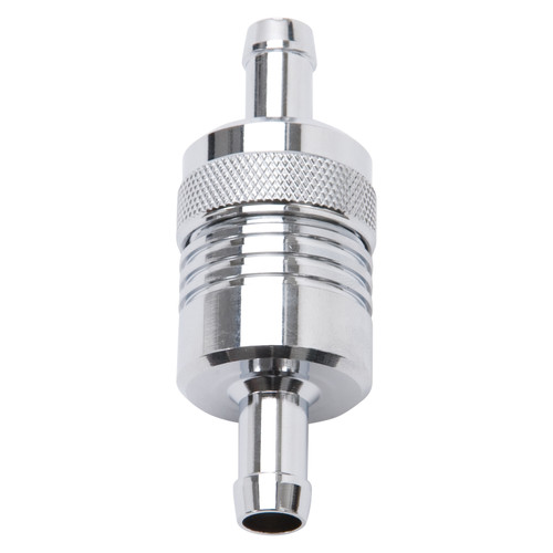 Edelbrock ede8136 Edelbrock Fuel Filter Aluminum 3In X 01/ 1/8In 3/8In Inlet/Outlet Chrome