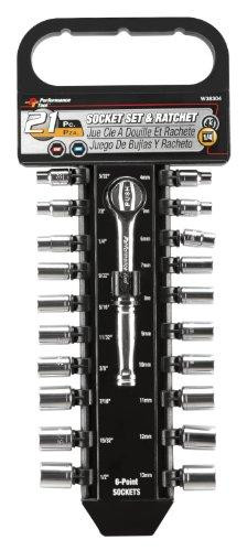 WILMAR WLMW38304 Performance Tool W38304 1/4" Drive Socket Set, 21-Piece