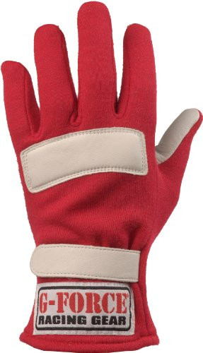 G-FORCE 4101MEDRD Racing Apparel: GF G5 Gloves; Nomex/Leather; Double Layer; medium; pair; red