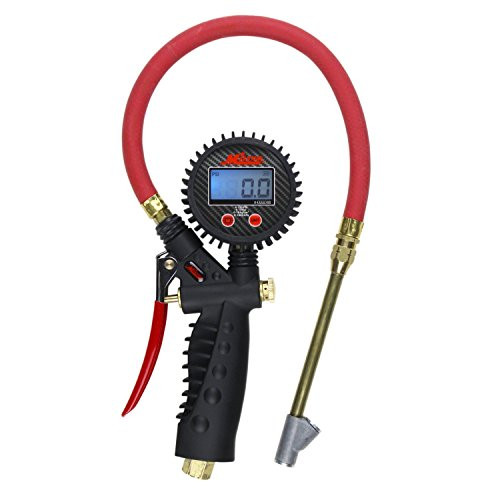 MILTON MIS-577D Pro Digital Pistol Grip 255PSI Inflator Gauge  StraightFoot Dual Chuck and 15 Hose