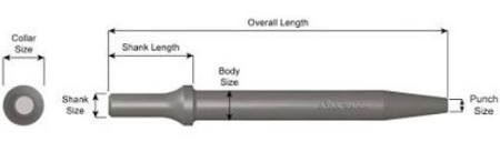 Ajax Tool Works AJXA1603 Pneumatic Bit, Smoothing Hammer, 1-3/4" Diameter Head, .401 Shank Turn Type. Length 3"