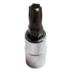 T27 Torx Bit, Satin Chrome 1/4 Square Drive Bit Holder VIM Tools VIMPFS4T27
