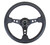 NRG Reinforced Steering Wheel (350mm / 3in. Deep) Blk Leather w/Blk Spoke & Circle Cutouts