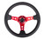 NRG Reinforced Steering Wheel (350mm / 3in. Deep) Blk Leather w/Red Circle Cutout Spokes