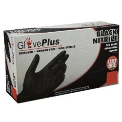 Ammex AMXGPNB48100 GLOVE PLUS - BLACK NITRILE XL TEXTURED/POWDER FREE - NON STERILE