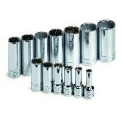 SK Hand Tool SKT4453 SK 4453 13 Piece 3/8-Inch Drive 12 Point Deep 1/4-Inch to 1-Inch Standard Socket Set