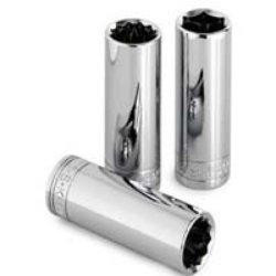 SK Hand Tool SKT48017 48017 12 Point 1/2-Inch Drive Deep Socket, 17mm, Chrome
