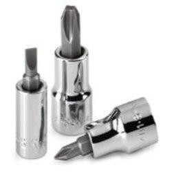 SK Hand Tool SKT45472 45472 Number-5 Bit Socket, Drive Slotted Screwdriver, 3/8-Inch, Chrome